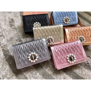 MiuMiu official website handbag new sheepskin pearl spin chain chain handbag 5BH108