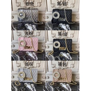 MiuMiu official website handbag new ring crystal diamond buckle series chain bag 5BF068