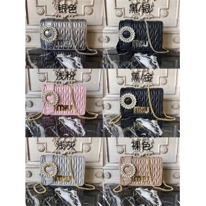 MiuMiu official website handbag new ring crystal diamond buckle series chain bag 5BF068