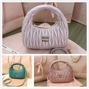 Miumiu 5BC125 Wander Matelasse Soft Sheep Leather Crescent Bag