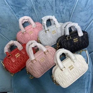 Miumiu 5BP077 Bowling Bag Arcadie Matelasse é Soft Sheep Leather Mini Handbag