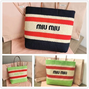 Miumiu 5BG228 Lafite Woven Tote Bag Shopping Bag