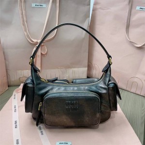 MIUMIU 5BC146 Retro Soft Sheep Leather Pocket Handbag