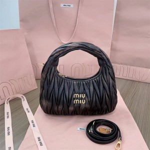 MIUMIU 5BC125 Underarm Bag Wander hobo Retro Rubbed Crescent Bag