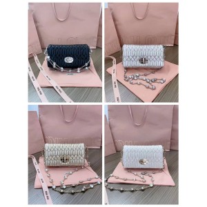 MIUMIU 5BP079 Miu Crystal Soft Sheepskin and Imitation Crystal Mini Handbag