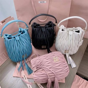 MIUMIU 5BE084 Large Matelasse Soft Sheep Leather Bucket Bag