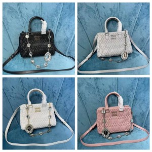 MIUMIU 5BA251 Chain Bag Miu Crystal Soft Sheep Leather Handbag