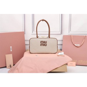 MIUMIU 5BB172 Beau long handle canvas briefcase bowling bag