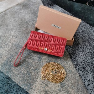 Miumiu new pleated sheepskin WOC chain bag handbag 5DH029