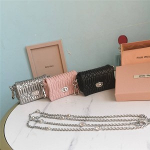 miumiu with shoulder strap nappa leather mini clutch bag chain bag 5TT124