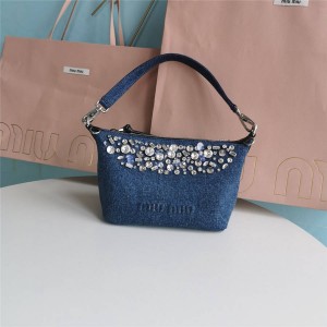 miumiu SPIRIT denim denim crystal underarm bag 5NE841