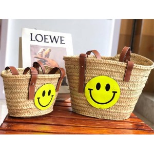 LOEWE Smiley Co-branded Smiley Woven Basket Handbag
