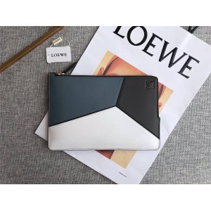 LOEWE new geometric color matching leather envelope clutch