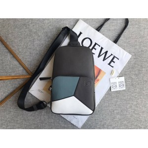 LOEWE new three color matching geometric stitching chest bag