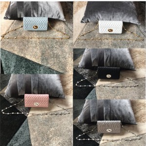 miumiu new pearly sheepskin new diamond crystal chain bag 5DH044