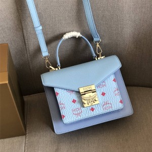 mcm leather Patricia Visetos colorblock flap bag