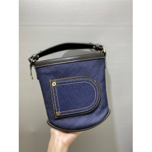 Delvaux denim mini Pin D-shaped bucket bag