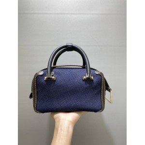 Delvaux Denim Denim Cool Box Mini Boston Pillow Bag