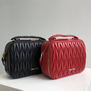 MiuMiu fold lambskin double zipper handbag camera bag 5VT003