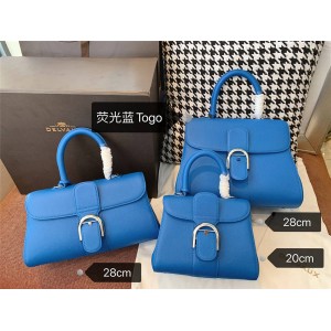 Delvaux togo leather Le Brillant handbag fluorescent blue