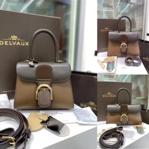 Delvaux three-color box leather horseshoe buckle Brillant handbag