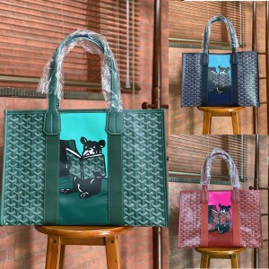Goyard print graffiti bulldog Villette tote shopping bag