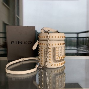 pinko new female bag rivet bucket bag cosmetic bag cylinder bag