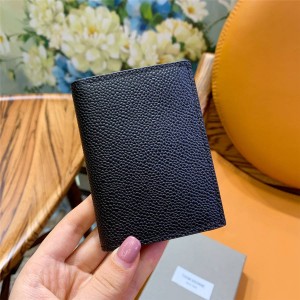THOM BROWNE TB ball grain leather two-fold card holder