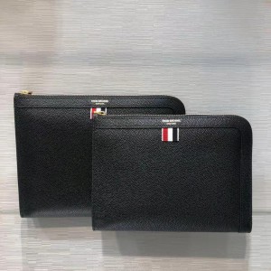 THOM BROWNE TB Caviar Cowhide Leather Clutch