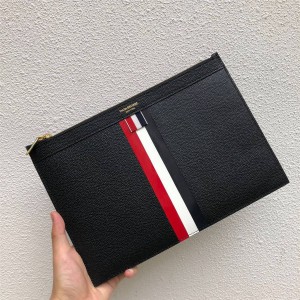 THOM BROWNE TB color-block striped clutch in leather