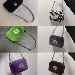 Alexander Wang wool small A letter rhinestone chain bag