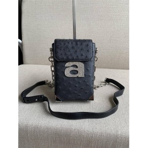 Alexander Wang rhinestone A letter ostrich leather phone case