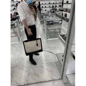 ysl Saint Laurent canvas and leather shopping bag tote bag 619757