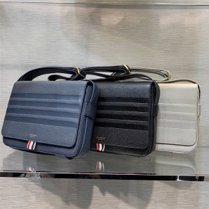 THOM BROWNE New Men's Leather Flap Messenger Bag