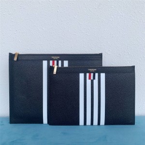 THOM BROWNE new ball pattern cowhide men's striped zipper clutch