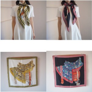 Hermes silk scarf prairie saddle 90 cm double-sided square scarf