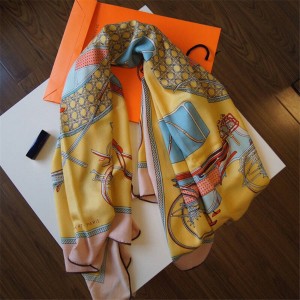 Hermes scarf high-end printed silk cashmere shawl 140 cm
