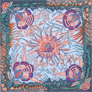 Hermes Scarf Printed South African Dahlia 90cm Square Scarf