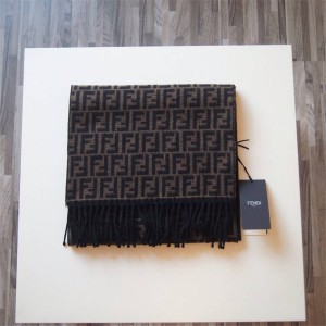 Fendi Presbyopia Logo Fringed Scarf New FF Wool Shawl