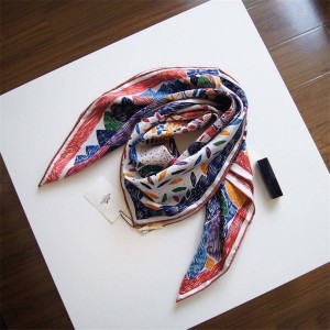 Hermes silk print oil painting style 90 cm square scarf