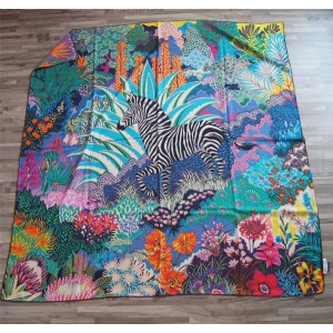Hermes new women's silk forest zebra pattern 140 cm square scarf