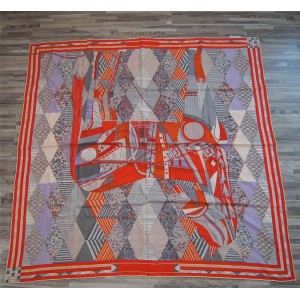 Hermes new silk stitching horse pattern 140 cm square scarf