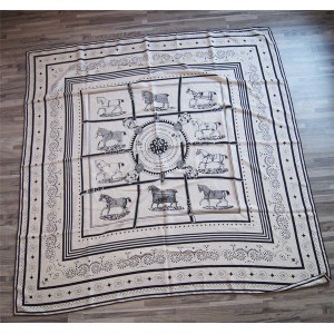 Hermes silk scarf horse drape pattern 140 cm square scarf shawl
