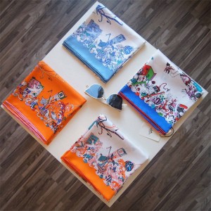 Hermes new silk scarf carnival parade pattern 90 cm square scarf