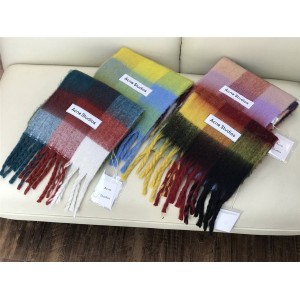 Acne Studio couple wool and mohair blend long fringed scarf
