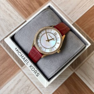 Michael Kors mother-of-pearl leather strap quartz watch MK2756