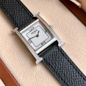 hermes women's H HOUR case with crystal diamond watch