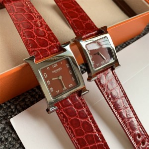 Hermes Women's Watch New Alligator Leather Strap Heure H Quartz Watch