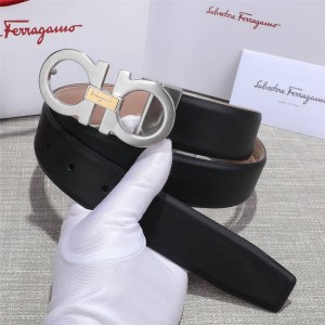 Ferragamo plain grain leather GANCINI 3.5CM brand name belt