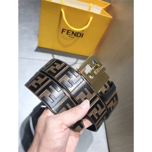 fendi men's new double F logo embossed cowhide 4 cm belt